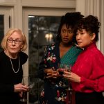 THE CHAIR (L to R) HOLLAND TAYLOR as JOAN, NANA MENSAH as YAZ, and SANDRA OH as JI-YOON in episode 102 of THE CHAIR Cr. ELIZA MORSE/NETFLIX © 2021