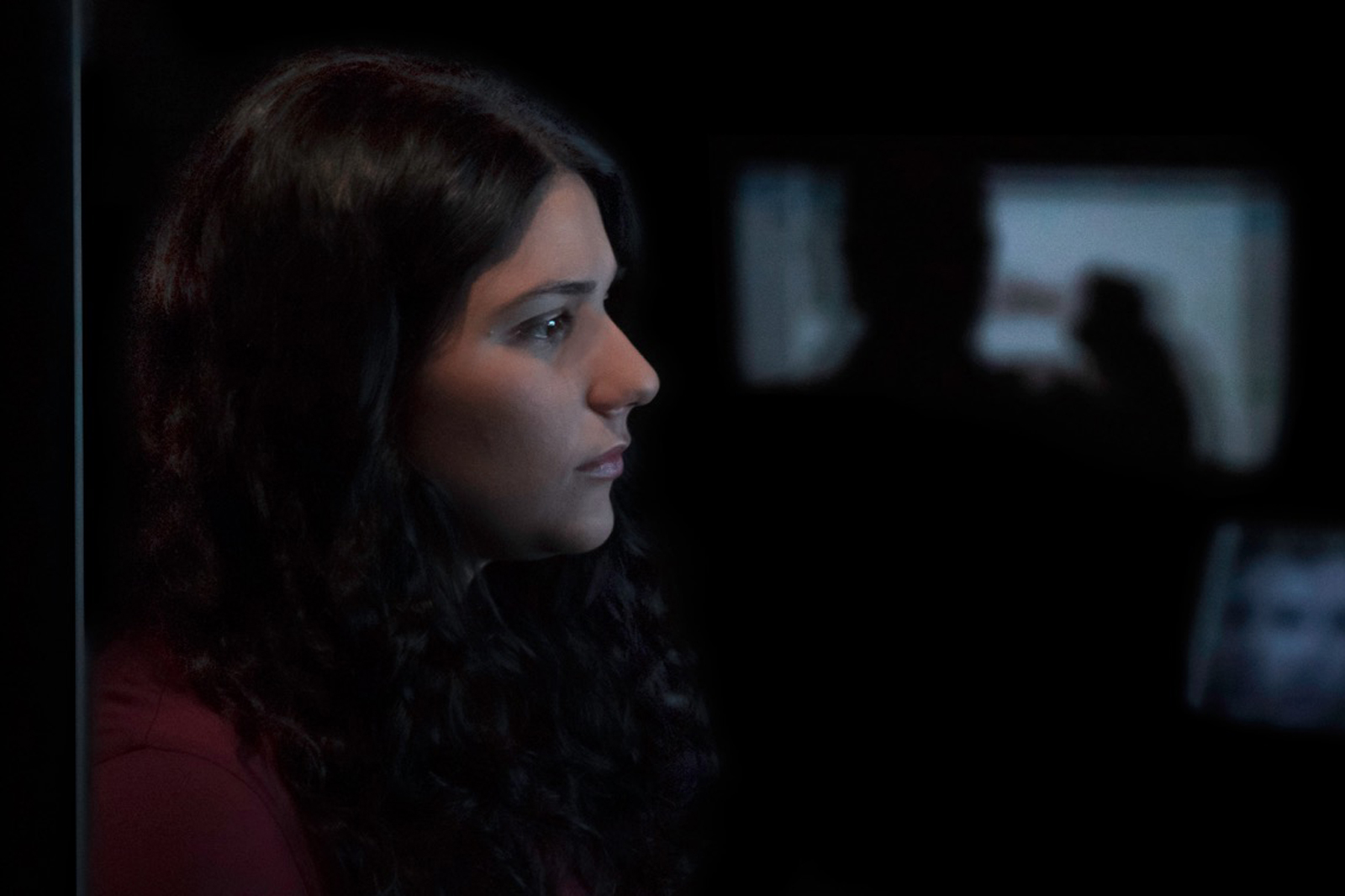 Maia Levy, in a scene from the documentary 'The Viewing Booth.'