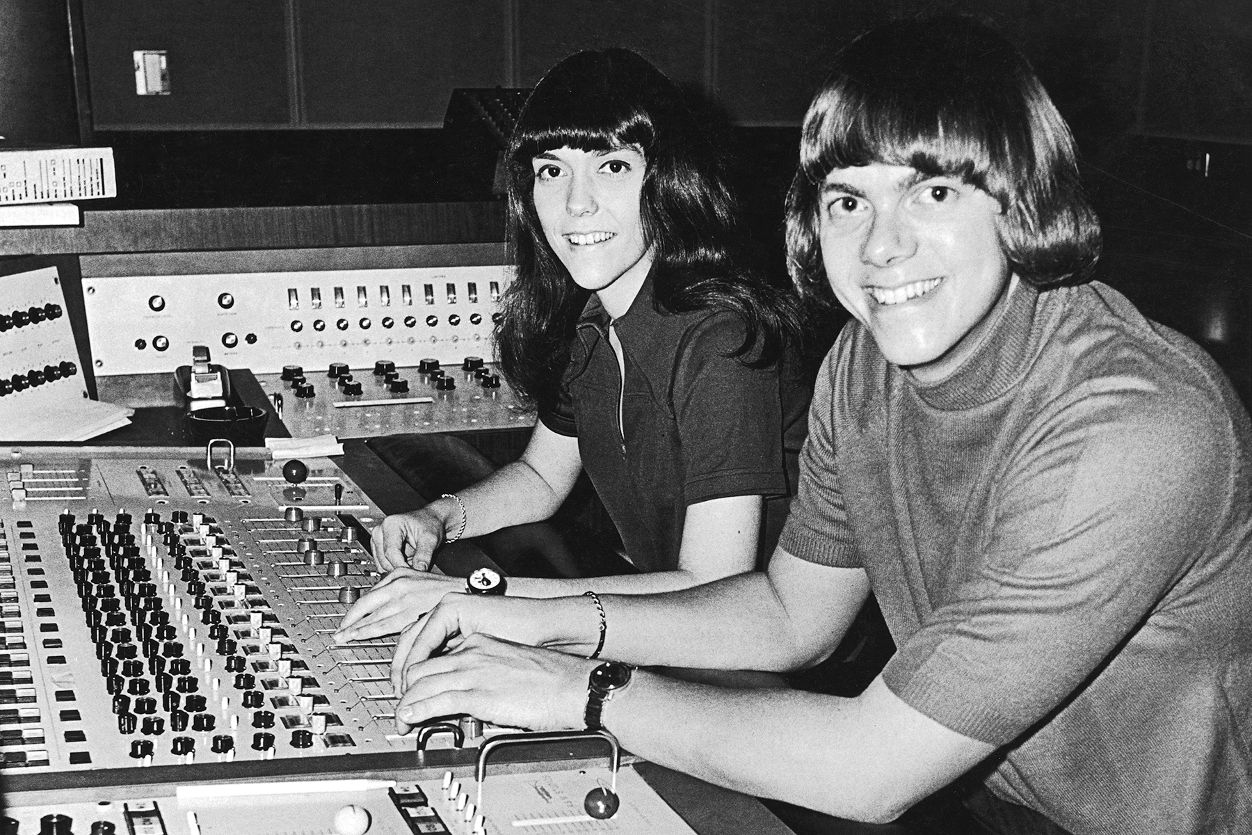 Karen and Richard in A&M Studio B, Los Angeles, 1970