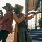 THE HARDER THEY FALL (L to R) JONATHAN MAJORS as NAT LOVE and ZAZIE BEETZ as MARY FIELDS in THE HARDER THEY FALL Cr. DAVID LEE/NETFLIX © 2021