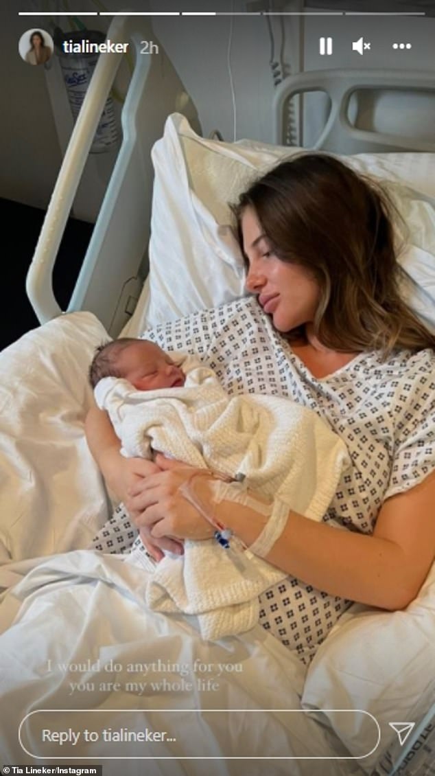 Felicitaciones: la hija de Wayne Lineker, Tia, dio a luz a su primer hijo después de una cesárea de emergencia.