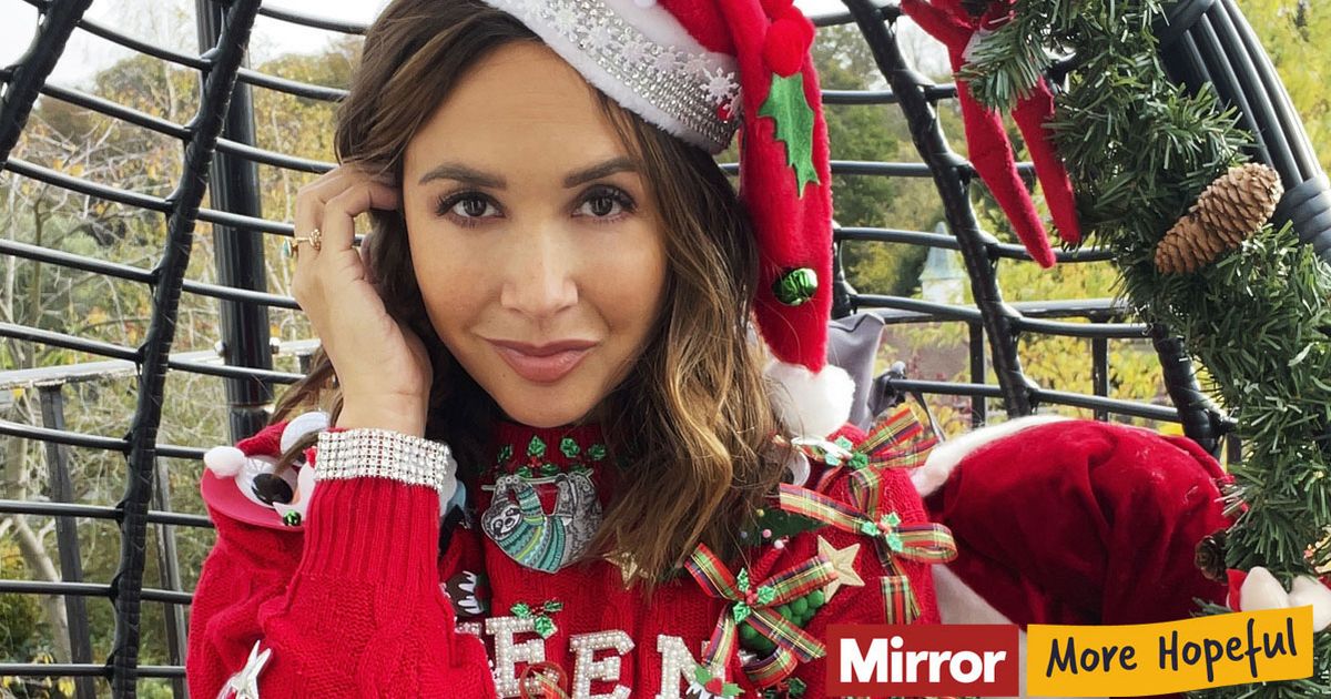 Myleene Klass leads a host of stars who have been styled and snapped by their kids for a Christmas jumper campaign