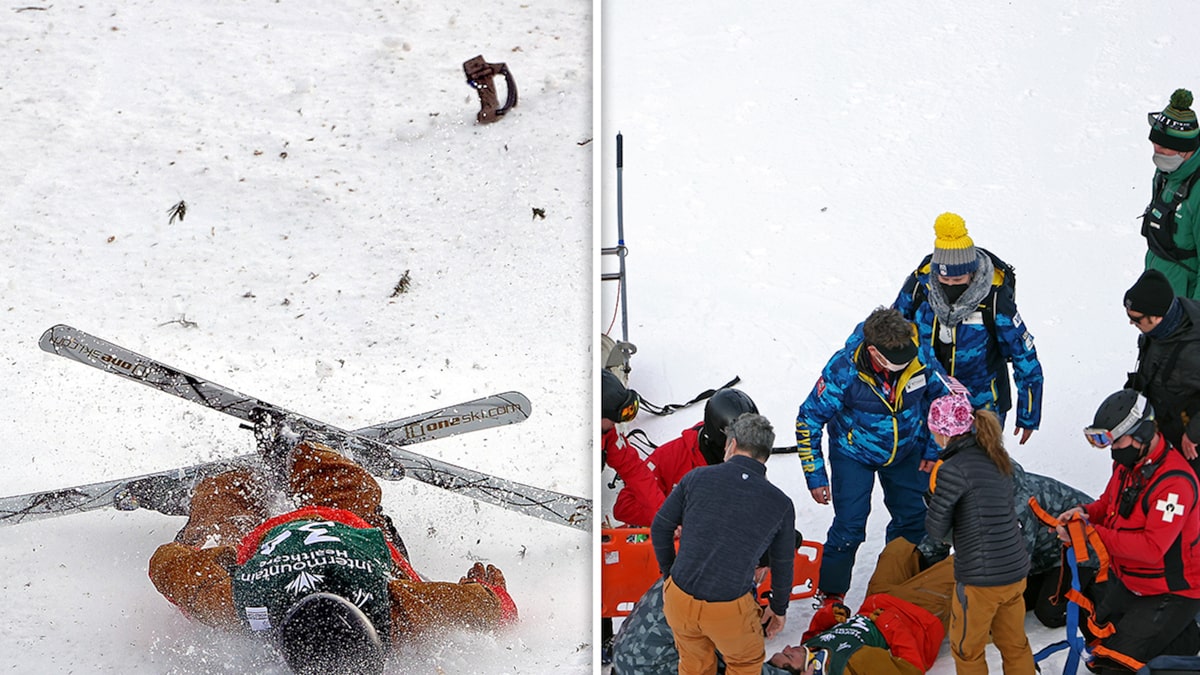 El esquiador estadounidense George McQuinn quedó inconsciente después de un brutal accidente captado en video