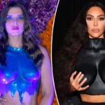 Julia Fox imita a Kim Kardashian en coraza de alta costura