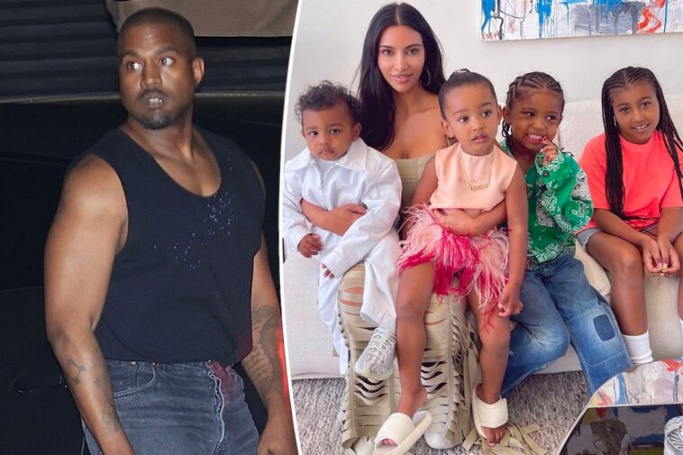 Kanye West publica fotos de Kim y sus hijos y pide reunir a la familia