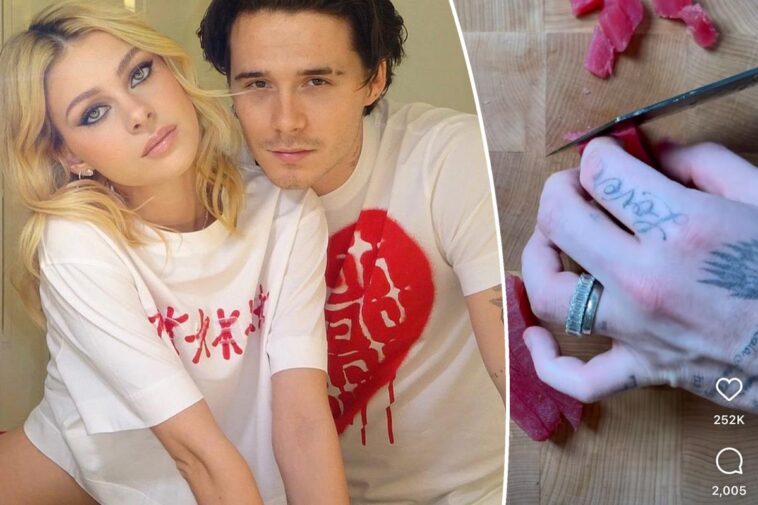 Brooklyn Beckham muestra un anillo de bodas de diamantes de $ 50K