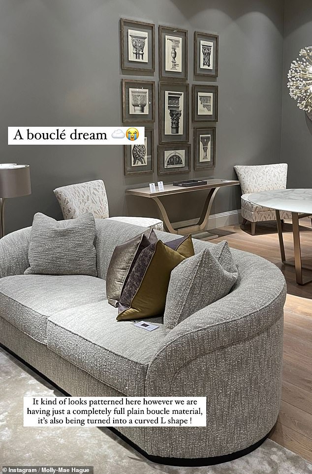 ¡Salpiqueando!  Molly-Mae Hague ha compartido un vistazo de los lujosos sofás que compró para su nueva casa de £ 4 millones, después de gastar miles en muebles.