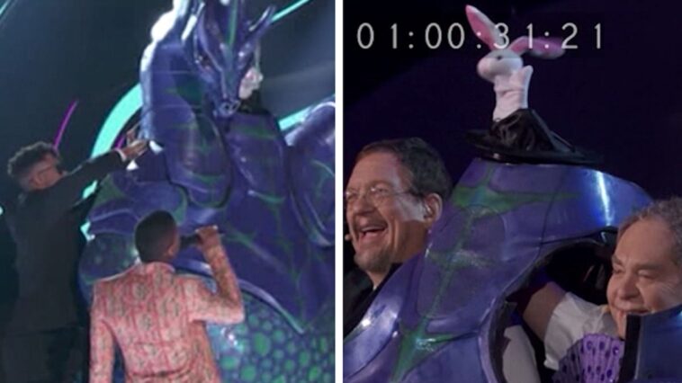 Cabeza de disfraz de Hydra de 'The Masked Singer' recortada durante Penn & Teller Reveal