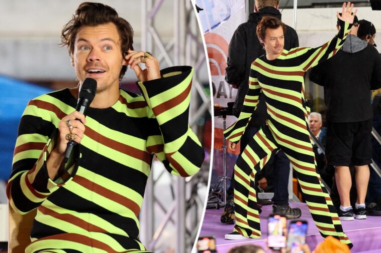 El atuendo de Harry Styles en 'Today' comparado con bastones de caramelo y orugas