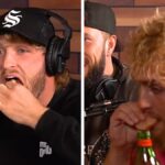 Jake y Logan Paul comen testículos de vaca crudos, '¿Puedo conseguir un cubo de saliva?'