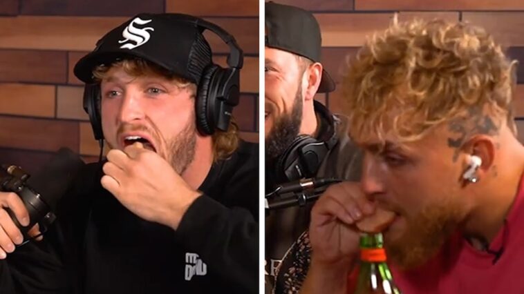 Jake y Logan Paul comen testículos de vaca crudos, '¿Puedo conseguir un cubo de saliva?'