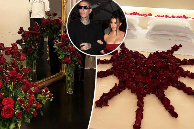 Kourtney Kardashian da un vistazo de la habitación de hotel cubierta de rosas