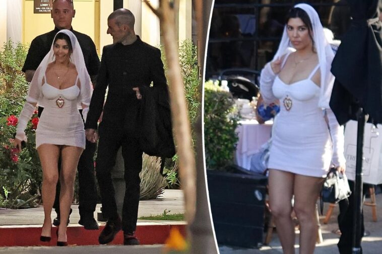 Kourtney Kardashian se casa con Travis Barker en mini vestido de novia