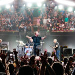 INGLEWOOD, CALIFORNIA - MAY 07: (L-R) Jeff Ament, Eddie Vedder and Stone Gossard of Pearl Jam perform onstage at The Forum on May 07, 2022 in Inglewood, California. (Photo by Kevin Mazur/Getty Images for Pearl Jam)