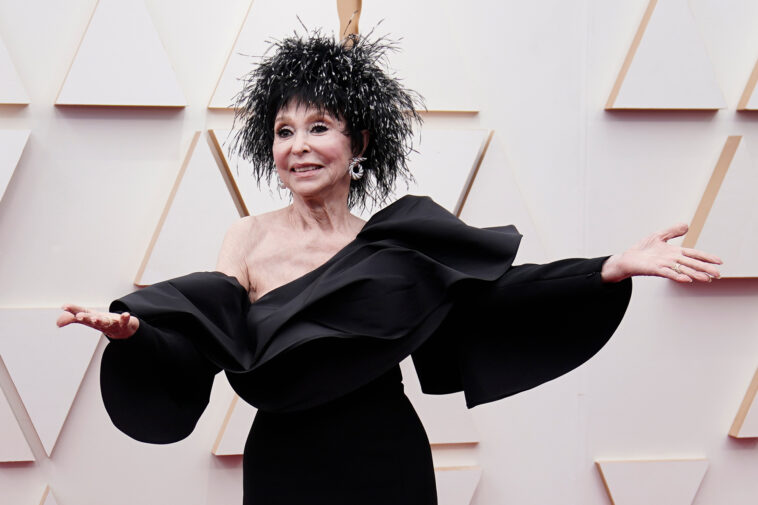 Rita Moreno arrives at the Oscars on Sunday, March 27, 2022, at the Dolby Theatre in Los Angeles. (AP Photo/Jae C. Hong)