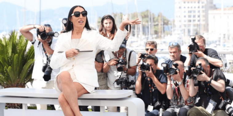 Rossi De Palma in a suit with short shorts and other guests on the second day of the Cannes Film Festival