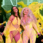 LOS ANGELES, CALIFORNIA - JUNE 11: (L-R) Mya and Christina Aguilera perform onstage during LA Pride's Official In-Person Music Event "LA Pride In The Park" Presented by Christopher Street West (CSW) at Los Angeles Historical Park on June 11, 2022 in Los Angeles, California. (Photo by Emma McIntyre/Getty Images)