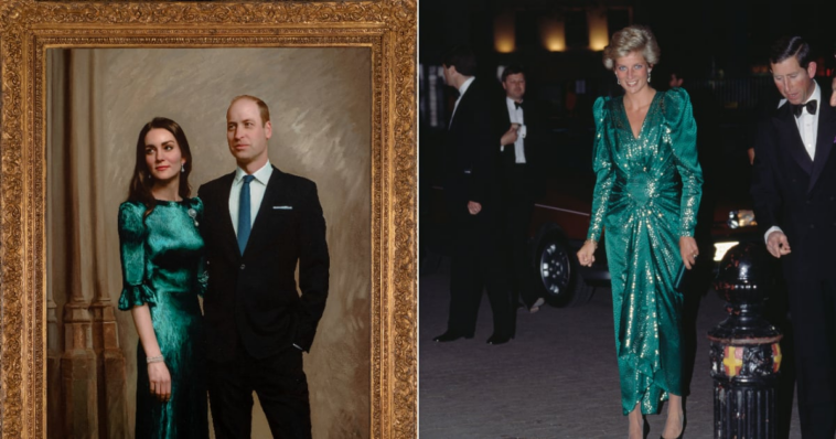 El vestido verde de retrato de Kate Middleton es un tributo real a la princesa Diana