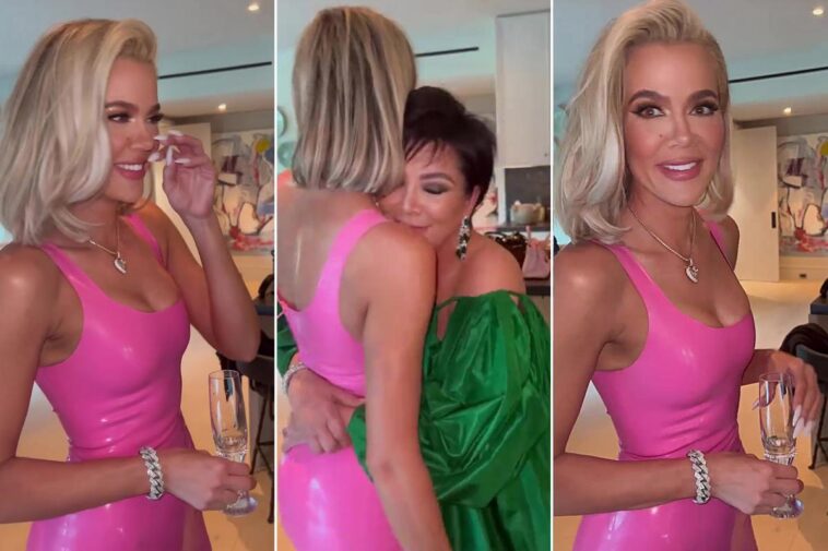 Khloé Kardashian celebra cumpleaños con vestido rosa de látex
