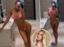 Khloé Kardashian chisporrotea en bikini rosa de Good American