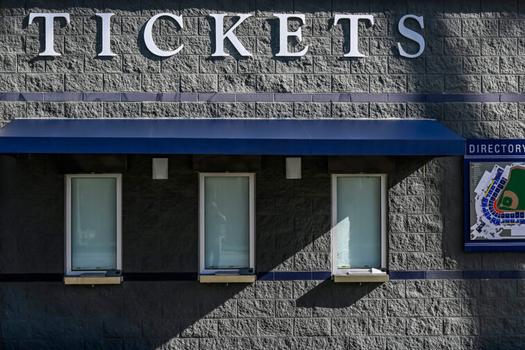 CORRECTS THAT THE LOCKOUT NOW EXTENDED TO 77 DAYS, NOT 76 AS ORIGINALLY SENT - Ticket windows remain closed on the day pitchers and catcher were scheduled to report to camp at the New York Yankees spring training complex at George M. Steinbrenner Field Wednesday, Feb. 16, 2022, in Tampa, Fla. The usual spring training buzz is missing because of a lockout that’s now extended to 77 days and become the second-longest work stoppage in baseball history. (AP Photo/Steve Nesius)