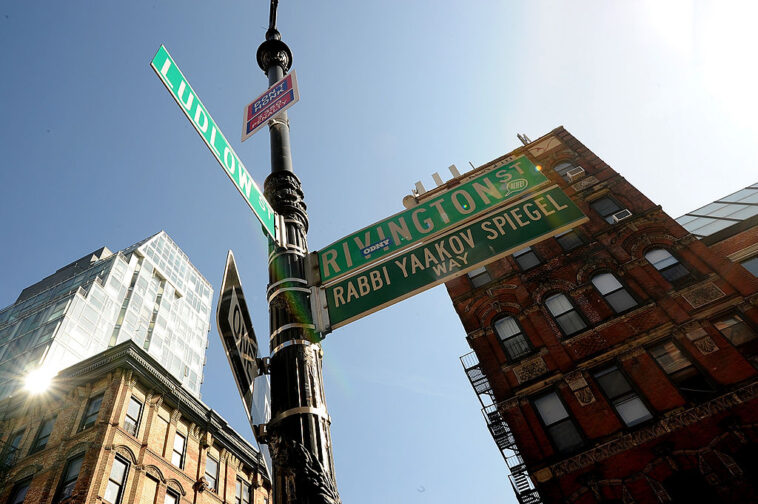 NEW YORK, NY - MAY 06:  The corner of Rivington and Ludlow, where the cover of The Cover of the Beastie Boy's Album "Paul's Boutique" was shot is seen on May 6, 2012 in New York City.  Adam Yauch died on May 4, 2012 after a three-year battle with cancer of the salivary gland.  (Photo by Brad Barket/Getty Images)