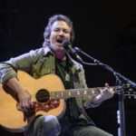 DANA POINT, CALIFORNIA - SEPTEMBER 25: Singer, songwriter and mutli-instrumentalist Eddie Vedder performs live on stage during Ohana Festival at Doheny State Beach on September 25, 2021 in Dana Point, California. (Photo by Jim Bennett/WireImage )