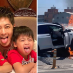 El Tesla de Jimmy Lin se incendió después de estrellarse contra un poste indicador, el cantante y su hijo de 6 años estaban en el automóvil cuando ocurrió el accidente