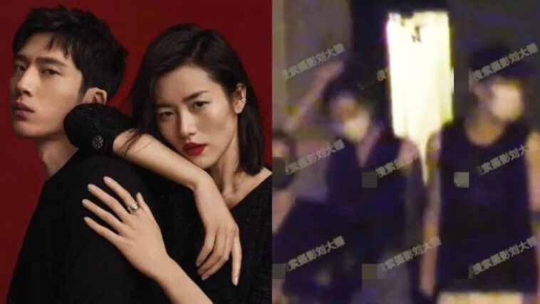 El actor chino Jing Boran y la supermodelo Liu Wen tomados de la mano en una cita doble con Rainie Yang y Li Ronghao