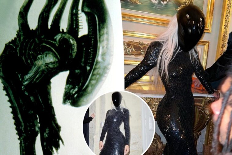 El look Balenciaga con casco de Kim Kardashian comparado con 'Alien'