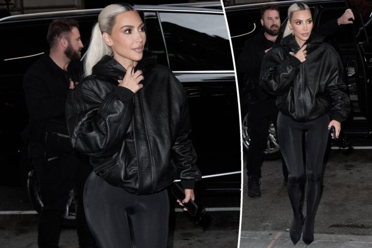 Kim Kardashian desafía el calor de Nueva York con un look de cuero negro