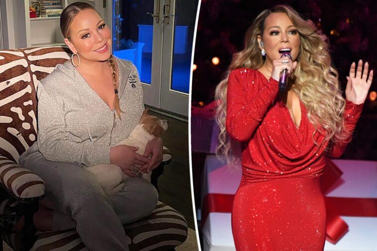 Mariah Carey cambia los vestidos brillantes por un chándal brillante