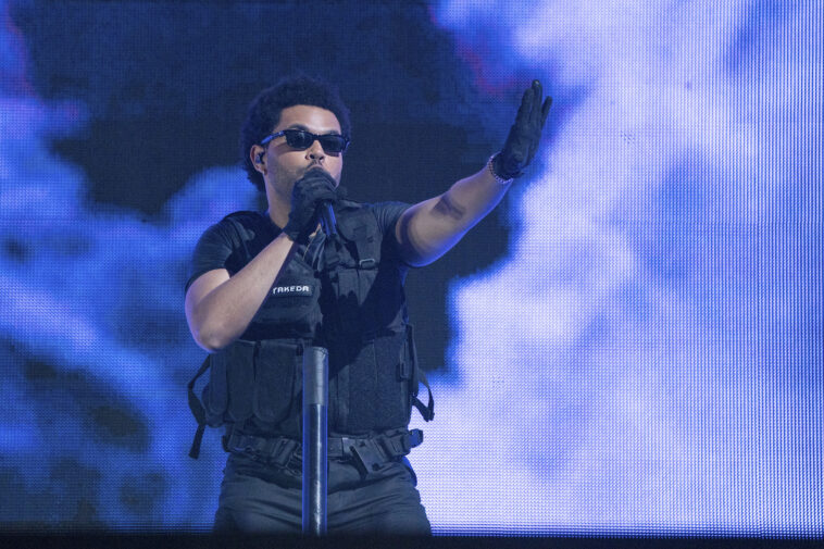 The Weeknd performs at the Coachella Music & Arts Festival at the Empire Polo Club on Sunday, April 24, 2022, in Indio, Calif. (Photo by Amy Harris/Invision/AP)