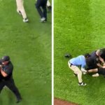 Aficionado de la MLB maltratado por guardias de seguridad después de correr en el campo del Yankee Stadium