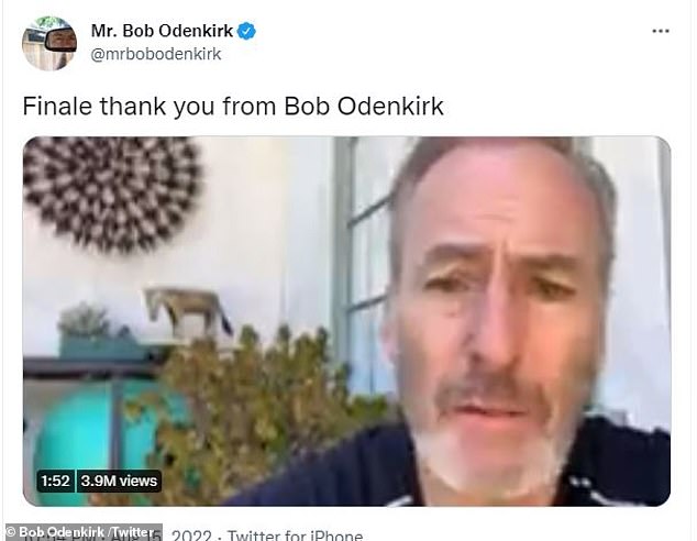 Gracias por los recuerdos: Bob Odenkirk, de 59 años, publicó un video sincero agradeciendo a los fanáticos por seguir con Better Call Saul hasta el final de temporada el lunes por la noche.