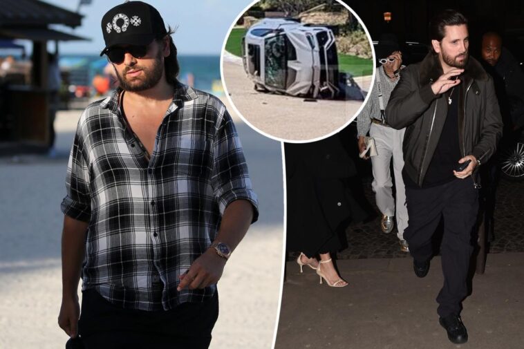 El SUV Lamborghini de Scott Disick vuelca en un accidente automovilístico