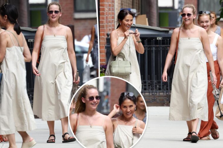 Jennifer Lawrence se encuentra con mujer con el mismo vestido