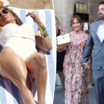 Jennifer Lopez posa en traje de baño blanco después de la boda de Ben Affleck