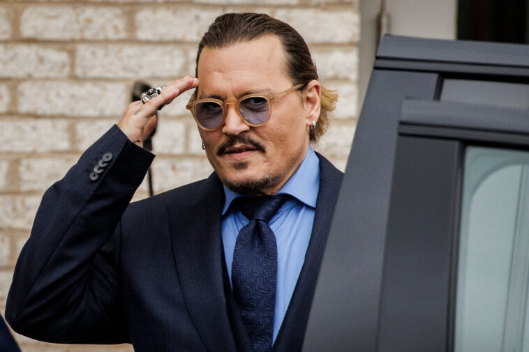 U.S. actor Johnny Depp leaves the Fairfax Circuit Court on May 26, 2022, in Fairfax, Va. The jury has entered deliberations in the defamation lawsuit filed by U.S. actor Johnny Depp against his former wife, U.S. actress Amber Heard, after she wrote an op-ed in The Washington Post in 2018 that, without naming Depp, accused him of domestic abuse. (Photo by Samuel Corum/Sipa USA)(Sipa via AP Images)