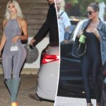 Khloé y Kim Kardashian lucen catsuits en evento 818 Tequila