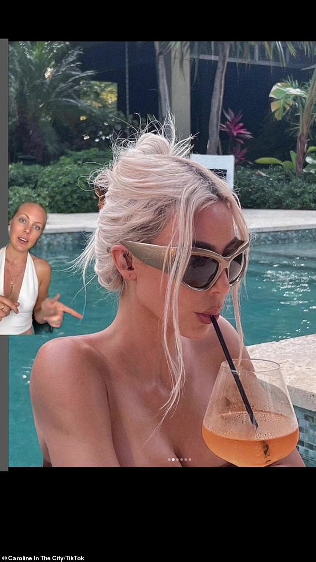 'Aquí está la versión corregida': un usuario de TikTok ha demostrado cómo Kim Kardashian supuestamente retocó su cuerpo con Photoshop para un cuello más delgado en una foto reciente junto a la piscina