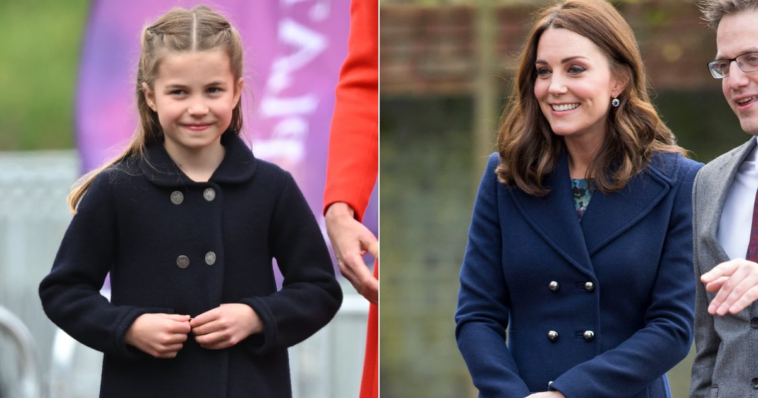 La princesa Charlotte es la viva imagen de Kate Middleton en azul marino con lunares