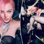 Madonna se pone corsé y medias de rejilla para sesión de fotos sexy