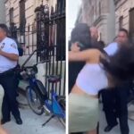 Oficial de policía de Nueva York golpea a mujer en la cara durante el arresto
