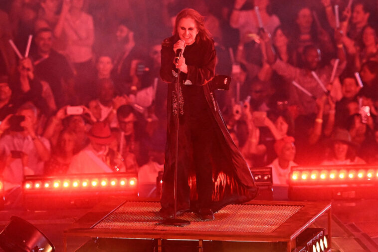 English singer Ozzy Osbourne performs during the closing ceremony for the Commonwealth Games at the Alexander Stadium in Birmingham, central England, on August 8, 2022. (Photo by Paul ELLIS / AFP) (Photo by PAUL ELLIS/AFP via Getty Images)