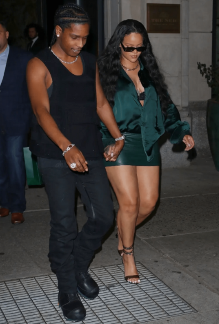Rihanna se viste reveladoramente para una cita con A$AP Rocky con una minifalda de cuero