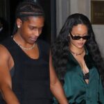 Rihanna usa minifalda de cuero, top escotado con A$AP Rocky