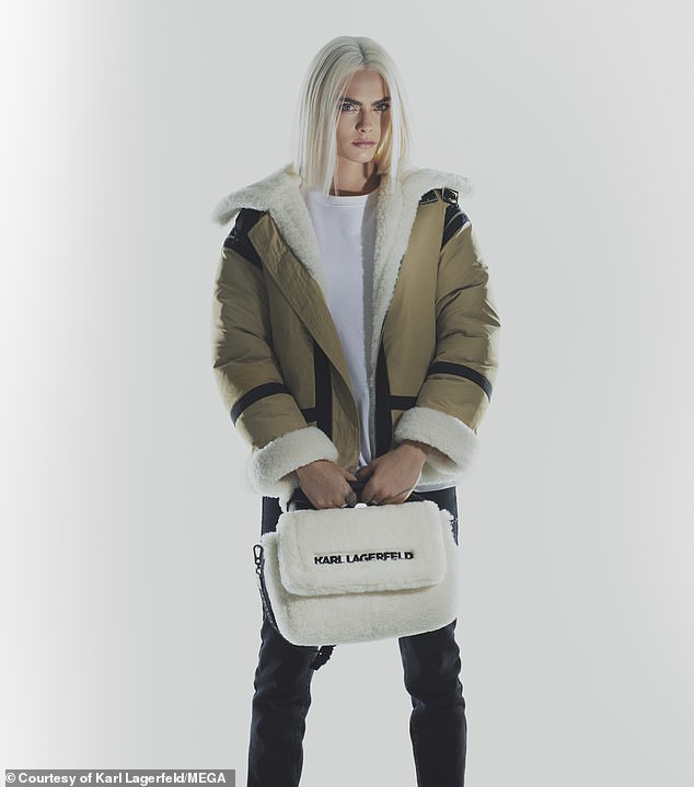 AWOL: Cara Delevingne, vista aquí en una nueva campaña para su última colección cápsula, curiosamente estuvo ausente de su lanzamiento oficial en la ciudad de Nueva York el lunes por la noche.