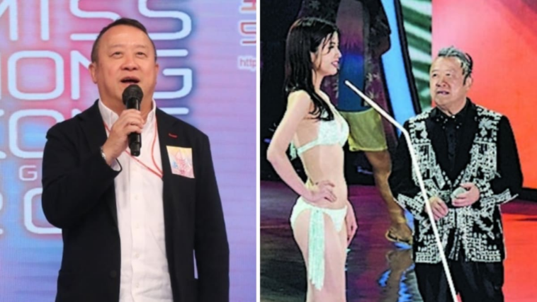 Eric Tsang es visto esforzándose por mirar a las delegadas de Miss HK a la cara después de que lo acusaran de mirarlas en bikini