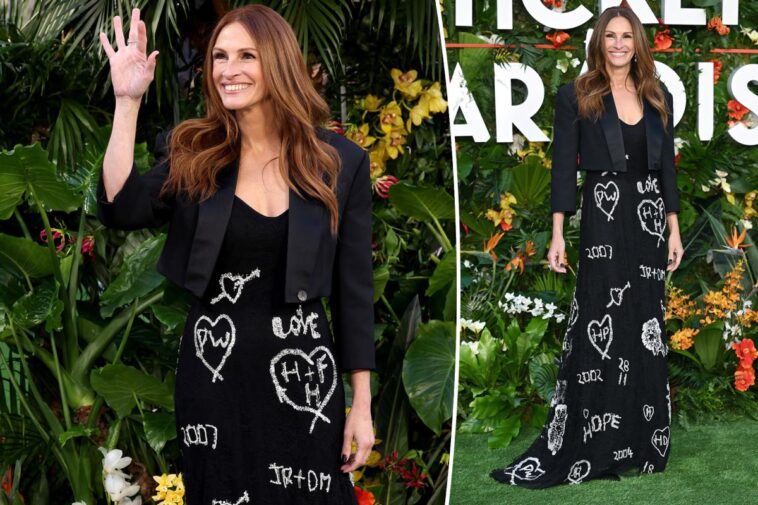 Julia Roberts luce un vestido con las iniciales de su marido y sus hijos